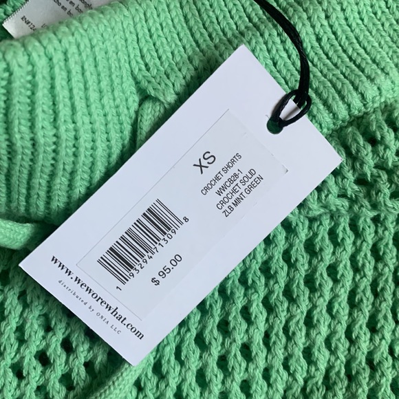 We wore what crochet shorts in mint green - Picture 6 of 9